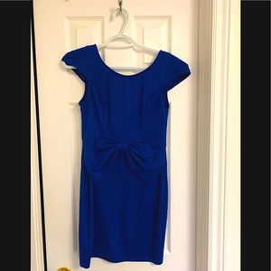 $5 CLEAROUT - or will be donated Royal blue size small bow front dress S…